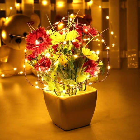 Solar String Lights, Copper Wire Lights, 39ft 100 LED 8 Modes Starry String Lights for Christmas, Garden, Patio, Wedding, Party, (Best Batteries For Solar Garden Lights)