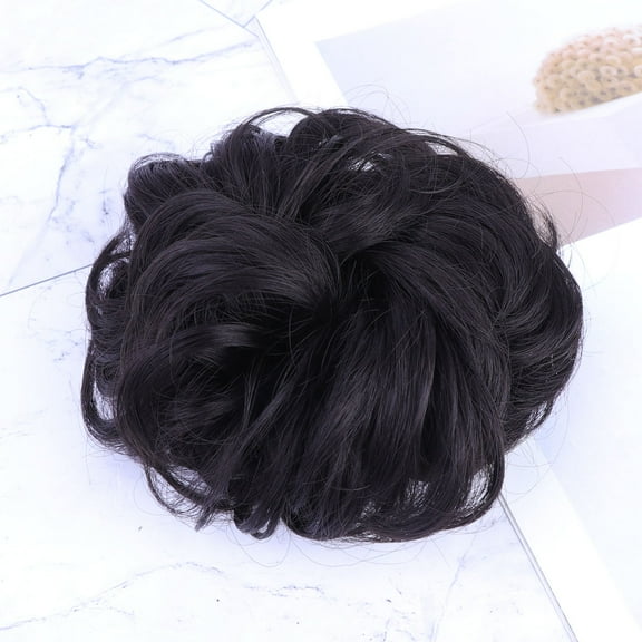 Luxshiny Black High Temperature Fiber Scrunchie Hair Accessory for Natural Look and Stylish Hair Decoration