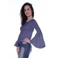 thumbnail image 5 of Moomaya Womens Long Bell Sleeves Tshirt Top Round Neck Plain Casual Fit Summer Tee Tops, 5 of 6