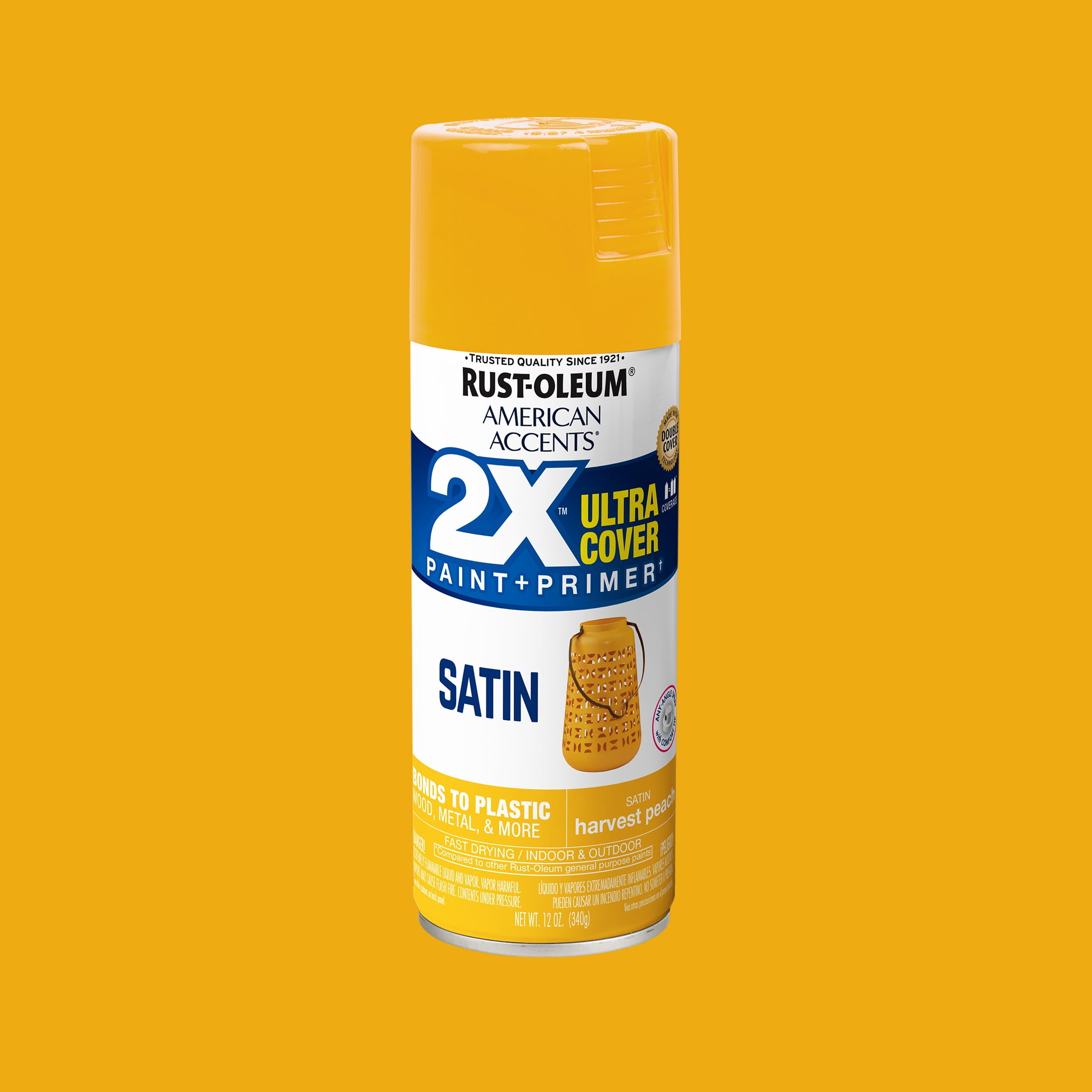 (2 pack) Harvest Peach, Rust-Oleum American Accents 2X Ultra Cover Satin Spray Paint-365057, 12 oz