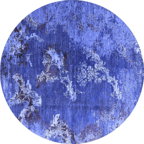 Ahgly Company Indoor Round Oriental Blue Industrial Area Rugs, 8' Round