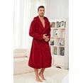 thumbnail image 2 of U2SKIIN Mens Fleece Hooded Robe, Soft Lightweight Bathrobe Long Plush Loungewear,(Burgundy,S-M), 2 of 5