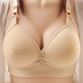 thumbnail image 2 of Full-Coverages Bra New Woman's Solid Color Comfortable Hollow out Perspective Bra Underwear No Underwire Bralettes for Women Style B-38 Beige, 2 of 9