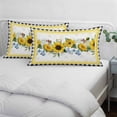 thumbnail image 3 of Sunflower Pillow Covers, Linen Long Throw Pillow Case, Yellow Flowers Black White Plaid Farmhouse Botanical Holiday Pillow Protector Decorative Cushion Cover for Living Room/Bedroom 24" x 36", 3 of 8