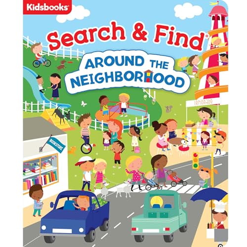Pre-Owned Search & Find: Around the Neighborhood – Hidden Object Picture Puzzle Book for Kids | Boost Focus, Vocabulary & Observation Skills | Screen-Free Travel Game Activity Book for Toddlers