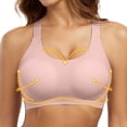 thumbnail image 2 of UVEASISHA Women Sport Bras Racerback Wireless Bras Wide Straps Everyday Bras Plunge No Underwire Bras Comfy Seamless Sleep Bras with Pad Pink XL, 2 of 7