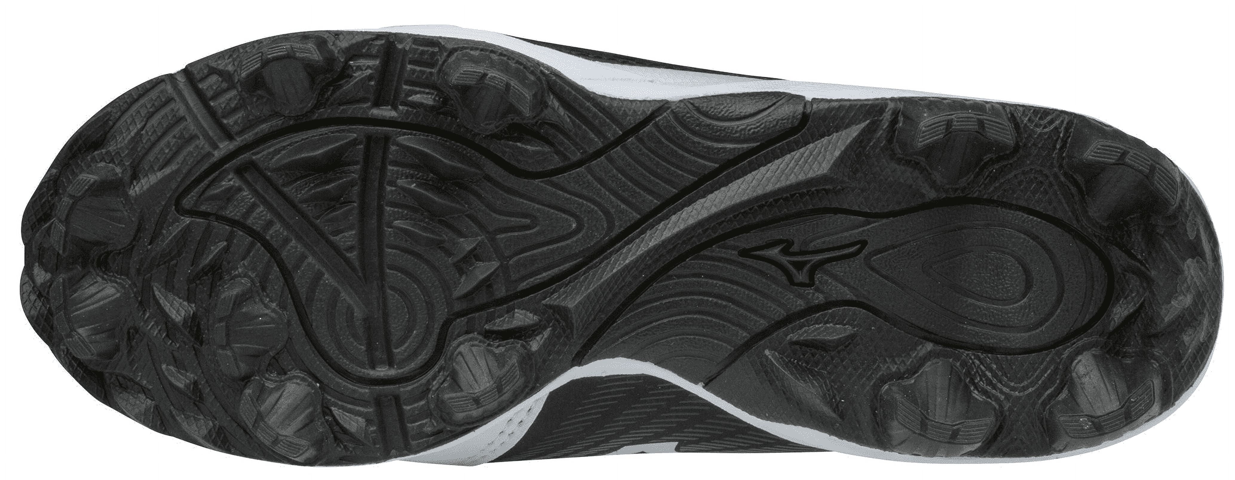Mizuno 9-Spike Advanced Youth Boy's Franchise 9 Mid Molded Baseball Cleat, Size 6, Black-White (9000)