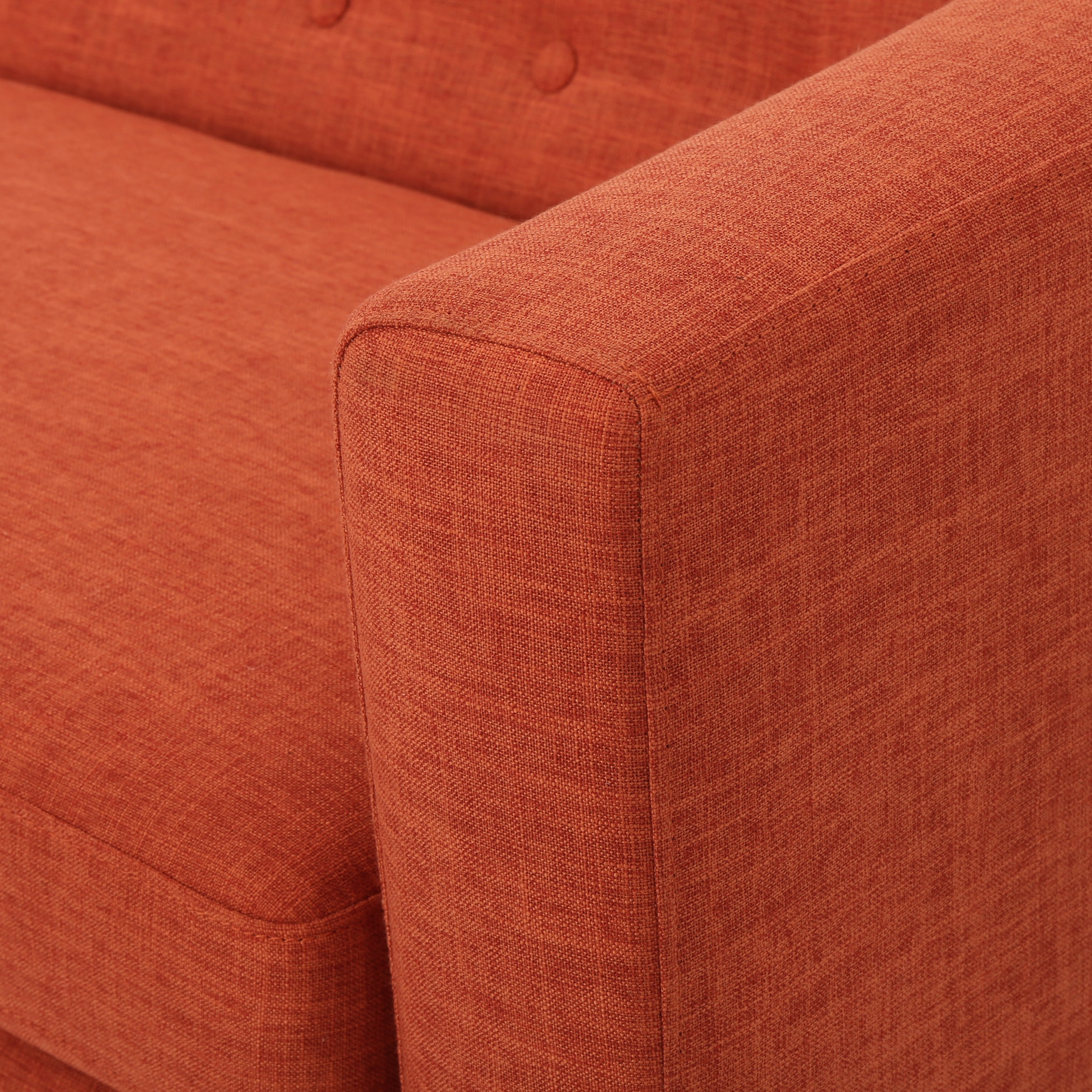 Noble House Bianca Fabric Mid Century Modern Loveseat,Muted Orange