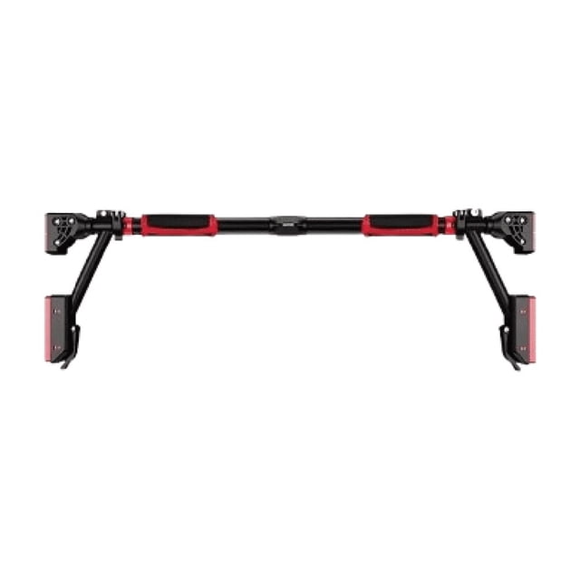 Barra Dominada De Puerta Pared Ajustable Abdominal Gym Casa NEGRO ROJO