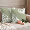 thumbnail image 2 of Coral Sage Green Outdoor Waterproof Pillow Covers, Coastal White Ocean Marine Nautical Beach Decorative Square Throw Pillowcase Sofa Cushion Sham for Patio/Couch/Chair, 16"x16" 2 Pack, 2 of 8