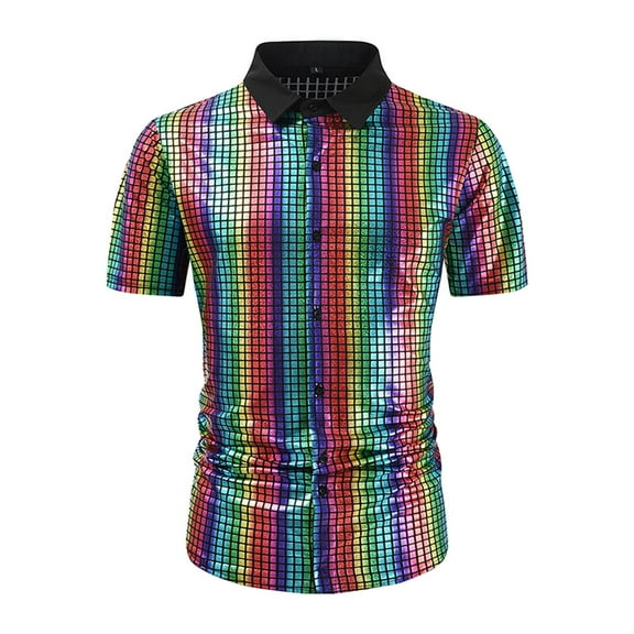 Retro 80s 90s Mens Shirts Hawaiian Shirt Casual Button Down Short Sleeve Beach Shirt Medium with Pocket Holiday Funny Nightclub Tee Shirt