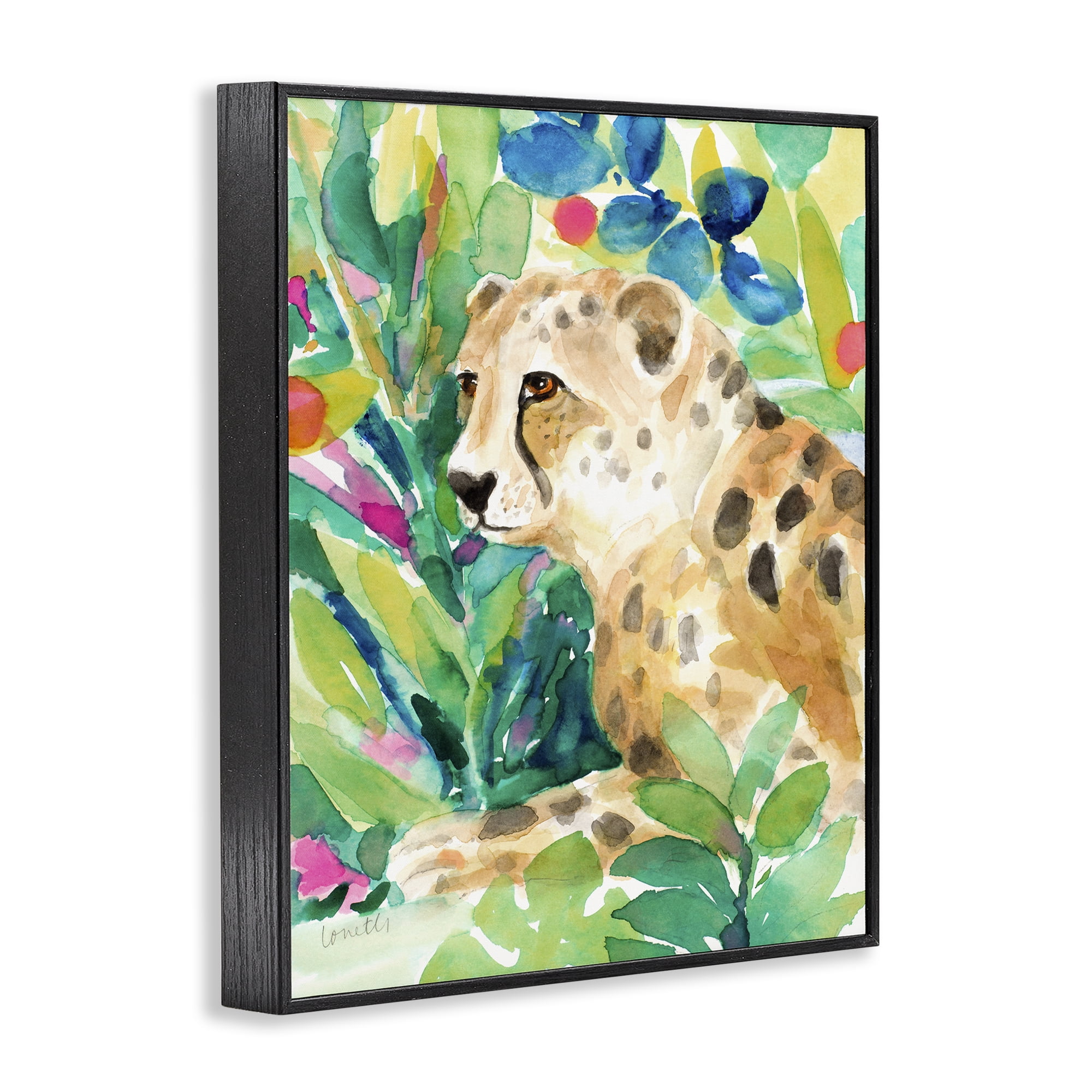 Stupell Industries Vibrant Chillin' Cheetah Black Framed Giclee Art, design by Lanie Loreth