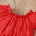 thumbnail image 2 of Vedolay Shorts Tracksuit Little Girl Outfits Off Shoulder Ruffles Prints T Shirt Tops and Shorts Set,Red 9-12 Months, 2 of 5