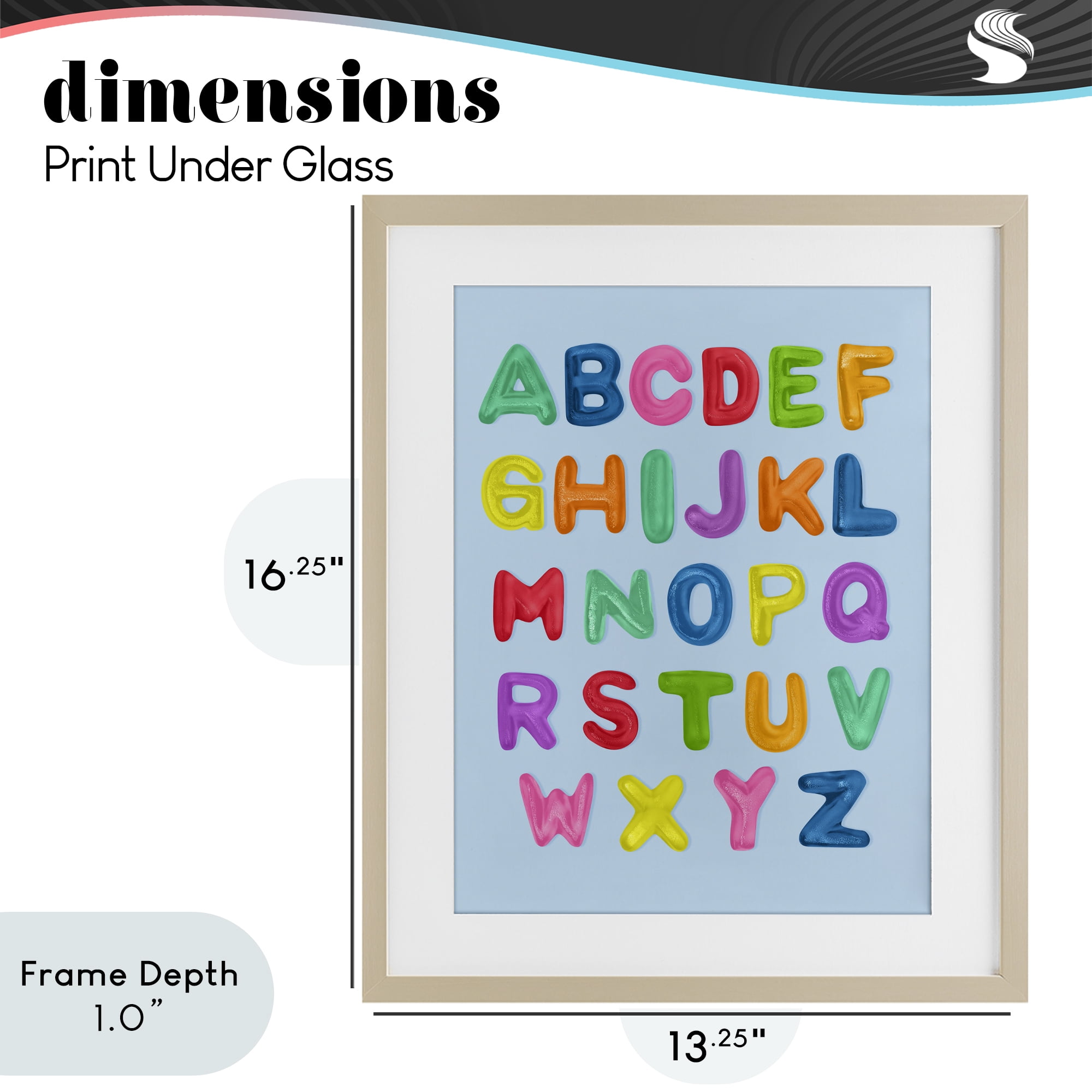 Stupell Industries Gummy Candy Alphabet Birch Framed Print Under Glass, design by LISH Creative