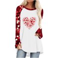 thumbnail image 2 of Tops for Women Trendy Viikei Womens Tops Long Sleeve,Fall Tops for Womens 2025 Trendy,Ladies Casual Valentine's Day Printed Pullover with Shoulder Sleeves Long Sleeved Round Neck TopShirt Red S, 2 of 5