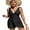 Black, variant on Asoul Tie Shoulder One Piece Swimsuit for Womens Tummy Control Swimdress V Neck Ruched Bathing Suit