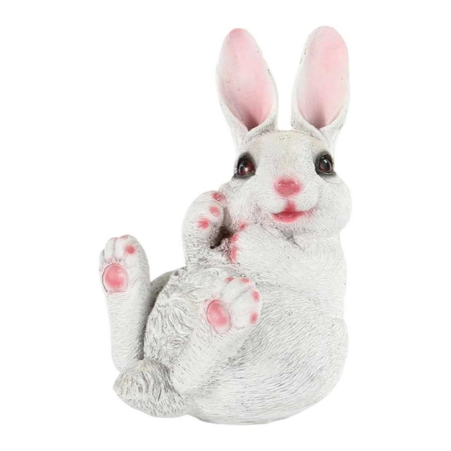 Estatua de conejo de resina para jardín, figura de conejo, adorno de escritorio, accesorio fotográfico, escultura de animal, decoración de Pascua para Estilo A