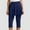Navy, variant on Womens High Waisted Skirted Leggings with Flared Hem Tight fit Solid Color Capri Pants Tummy Control Workout Pants