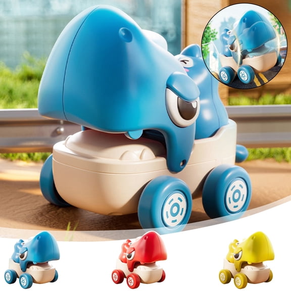 Chmadoxn Pull-Back Dinosaur Toy Car with Opening Mouth, Toddler Travel Toy for Fine Motor Skills, Educational Gift for Kindergarten Boys & Girls Ages 1-3