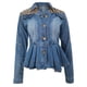 thumbnail image 5 of Moda mujer manga larga Tops prendas de vestir vaquero cuello vuelto chaqueta abrigo Pompotops  gfhjh14042, 5 of 6