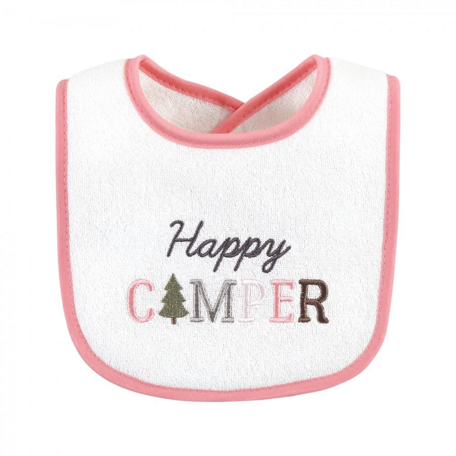 Hudson Baby Infant Girl Cotton Terry Drooler Bibs with Fiber Filling, Girl Moose Bear, One Size