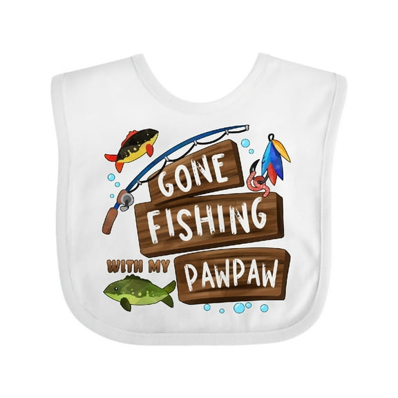 Inktastic Gone Fishing with My Pawpaw Boys or Girls Baby Bib