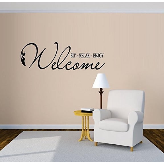 Decal ~ WELCOME SIT RELAX ENJOY ~ WALL DECAL, HOME DECOR 11" X 30"
