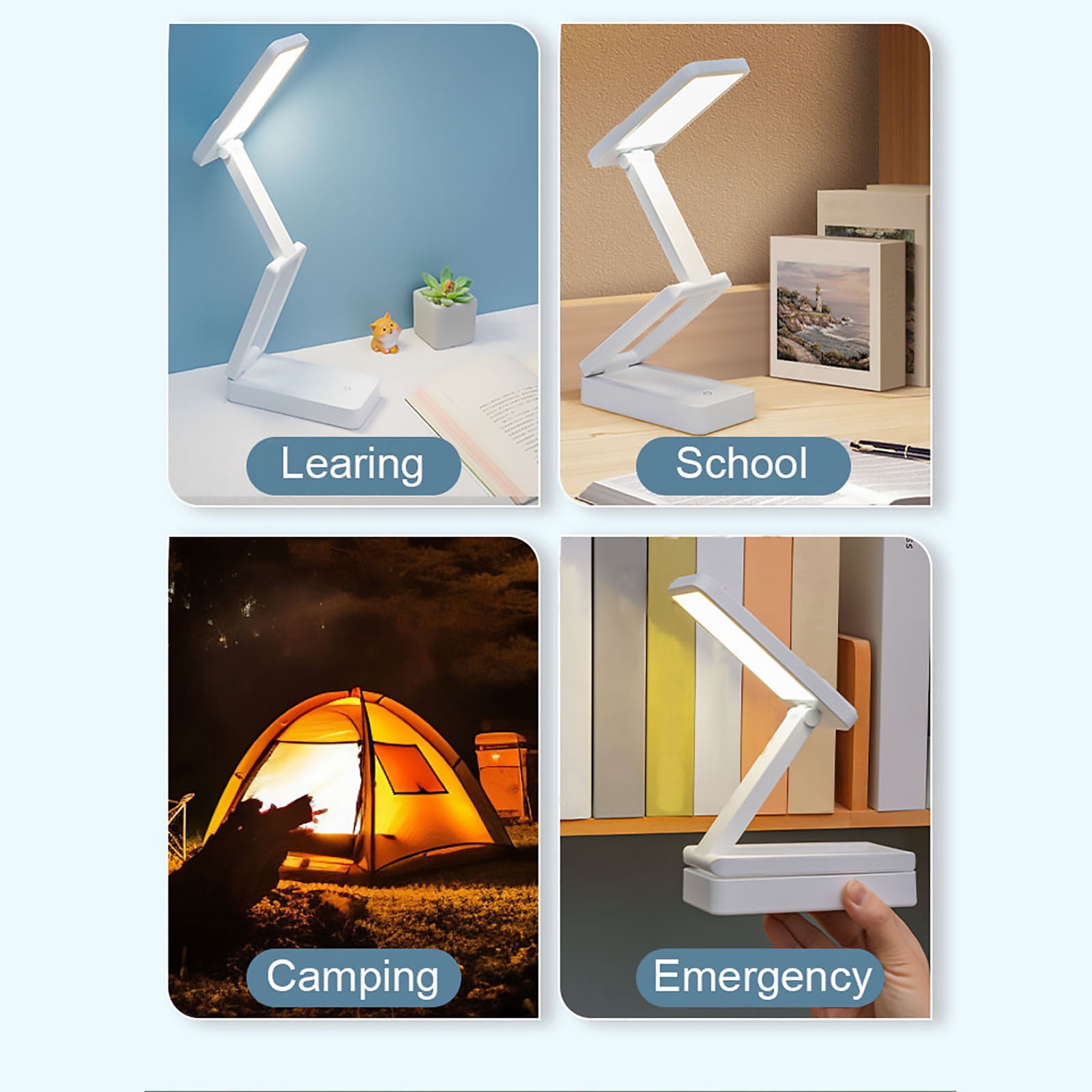 Kabnic LED Desk Lamps for Home Office, Battery Operated Lamp, Rechargeable Lamp Foldable & Portable Light, LED Desk Light Strip, 3 Brightness Dimmable Small Desk Lamp Wireless Reading Lamp