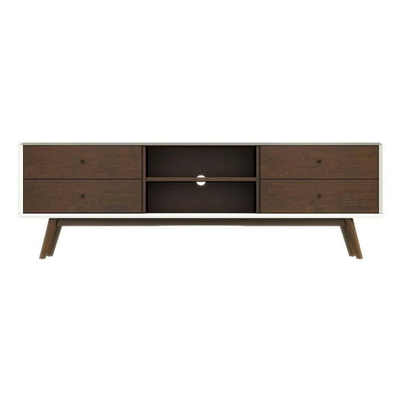 Francesca White Tv Stand With Solid Wood Frame TV Stand with 6 Storage Cabinet