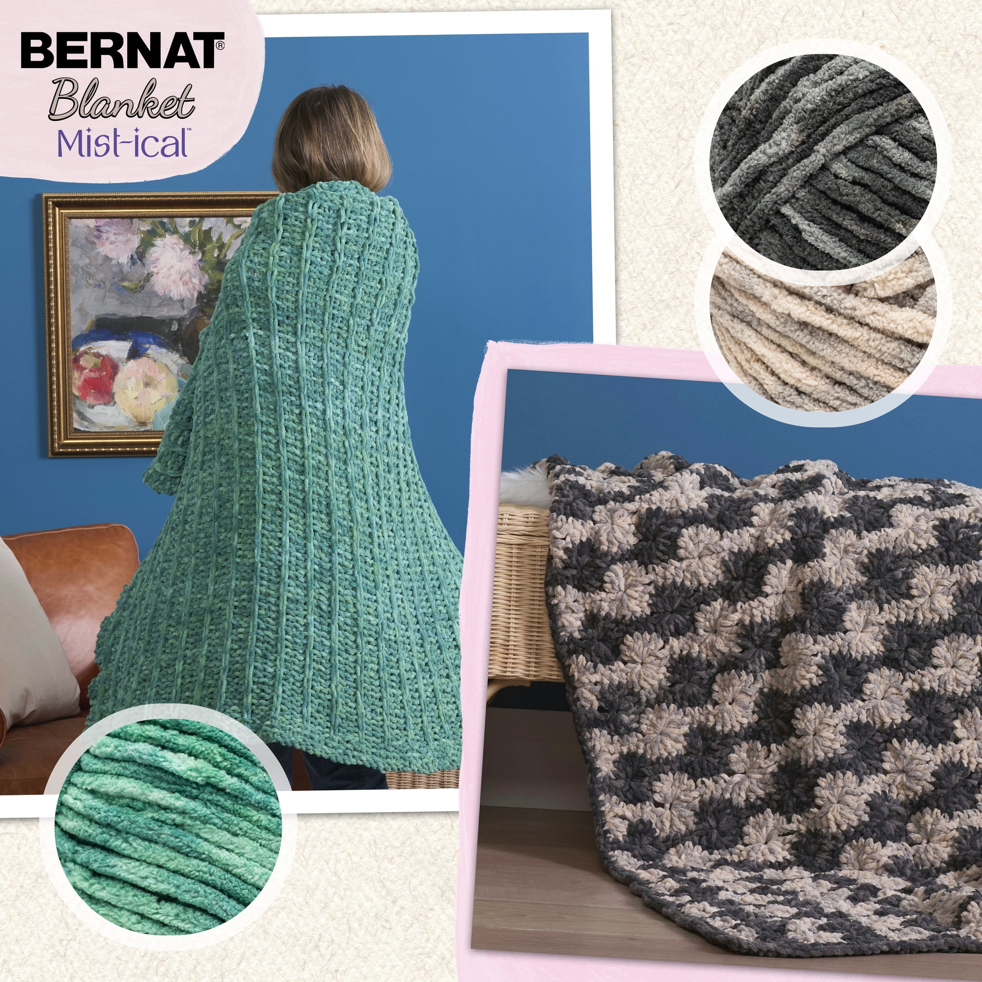 Bernat® Blanket Mist-ical™ #6 Super Bulky Polyester Yarn, Phlox 10.5oz/300g 220 Yards