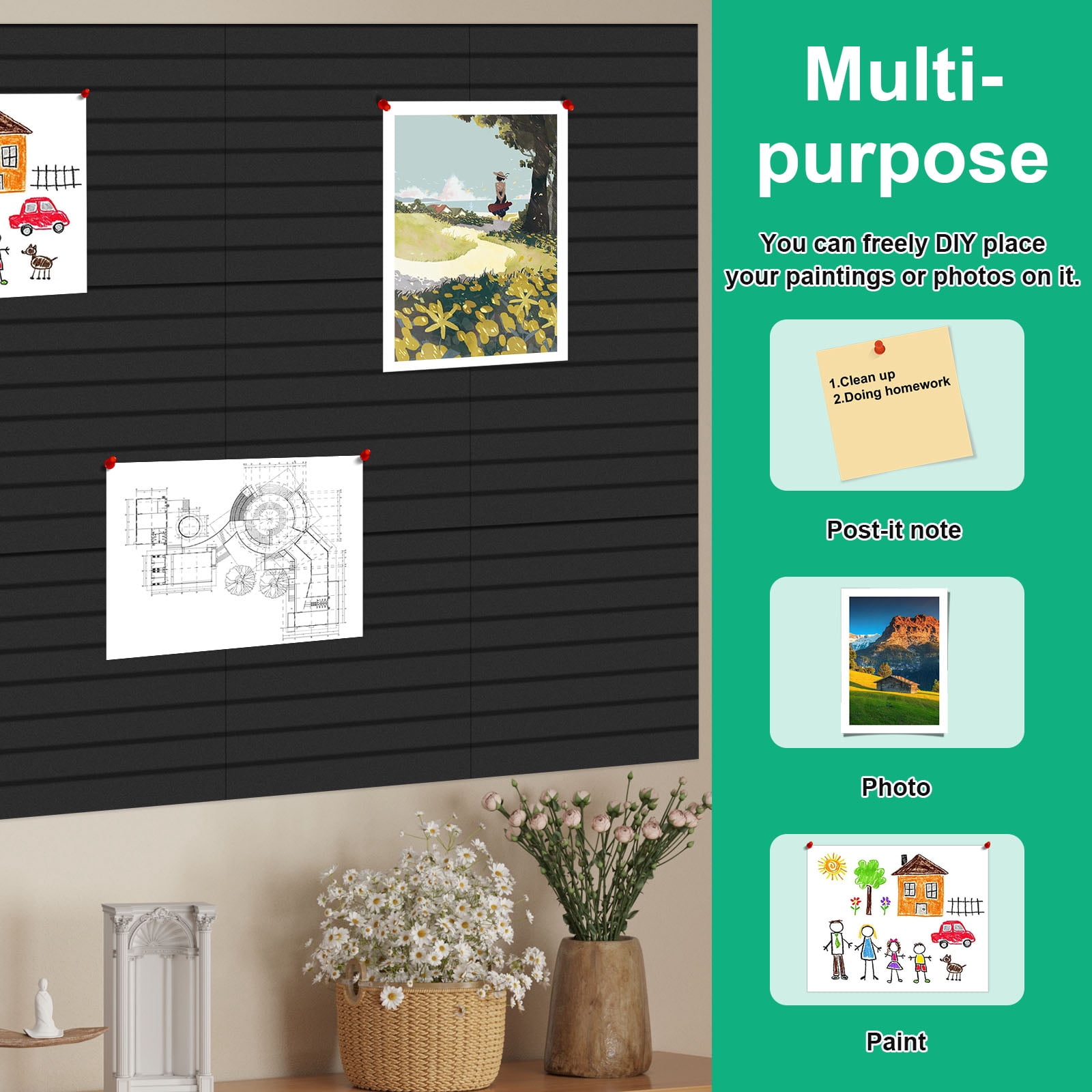 Threns 12 Pcs Felt Bulletin Board with Removable Adhesive Tabs Decorative Felt Pin Board for Photos Memos Home and Office Decor