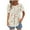Beige-17, variant on Perfectbot Women Shirts Print Casual Pleated Crew Neck Short Sleeve Summer Relaxed Blouses,S-2XL