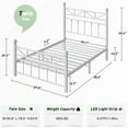 thumbnail image 4 of EnHomee Twin Size Metal Platform Bed Frame Metal Bed Frame Twin with Headboard & Footboard Bed Frame with LED Lights & Storage, Noise Free, White, 4 of 8