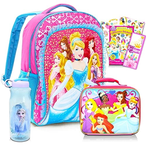 Conjunto mochila y lonchera Disney Princesas incluye mochila lonchera pegatinas y botella de agua