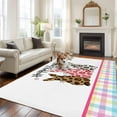 thumbnail image 3 of Easter Area Rugs Collection 5'x7', Spring Colorful Leopard Printed Bunny Flower Striped Non Slip Indoor Rectangle Throw Runner Rug Floor Mat Carpet for Living Room Dining Table Bedroom Nursery, 3 of 9