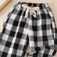 thumbnail image 4 of CONROSES Kids Boys Casual Pants Wide Leg Pant for Child Plaid Elastic Waist Drawstring Cozy Jogger Trousers with Pockets, 4 of 5