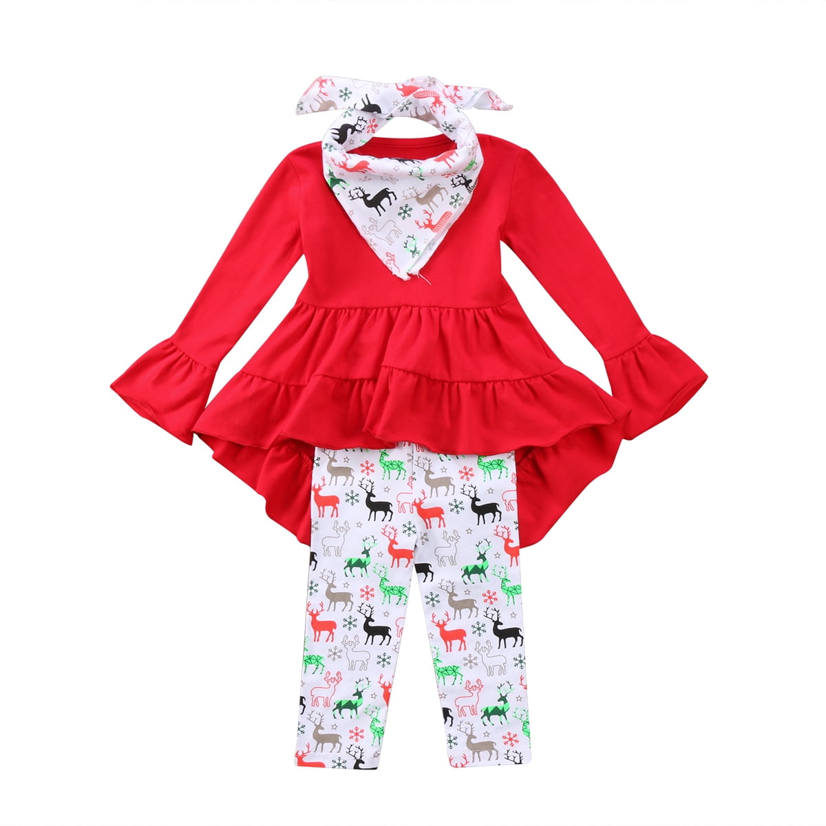 1-5Y Infant Baby Toddler Girl Floral Stripe Hooded Shirt Top & Pants Outfits Set