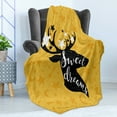 thumbnail image 4 of Saying Soft Flannel Fleece Throw Blanket, Silhouette of Deer Animal with Antlers on a Doodle Background, Cozy Plush for Indoor and Outdoor Use, 50" x 60", Earth Yellow Black White, by Ambesonne, 4 of 5