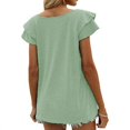 thumbnail image 4 of Womens Ruffle Sleeve T Shirts Petal Sleeve V Neck Casual Tees Summer Basic Tops, 4 of 5