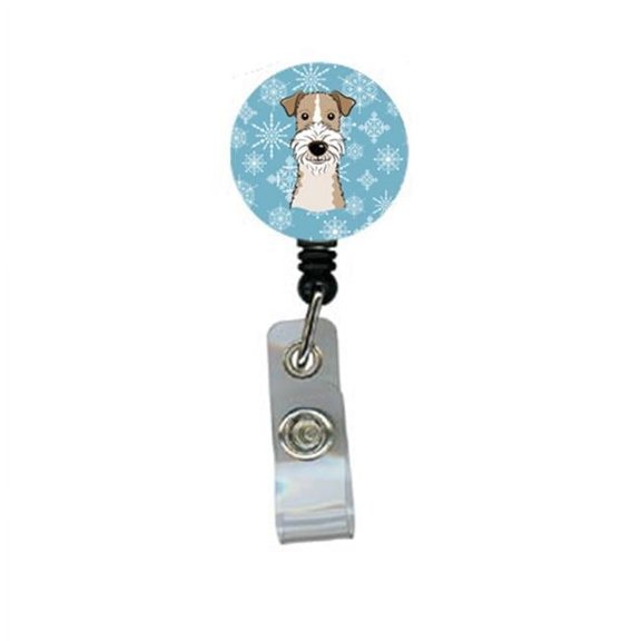 Carolines Treasures BB1681BR Snowflake Wire Haired Fox Terrier Retractable Badge Reel