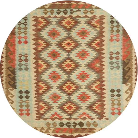 Ahgly Company Machine Washable Indoor Round Contemporary Red Fox Red Area Rugs, 8' Round