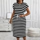 thumbnail image 4 of Vestido Corto de Manga Larga para las Mujeres Impresión Casual Cuello Redondo, Cintura Vendaje Estilo Vestido Casual de Manga Larga para las Mujeres, 4 of 9