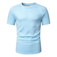 thumbnail image 4 of NinXxx Men's Solid Short Sleeve Crewneck Everyday Basic Comfort Top Light Blue XXXL, 4 of 4