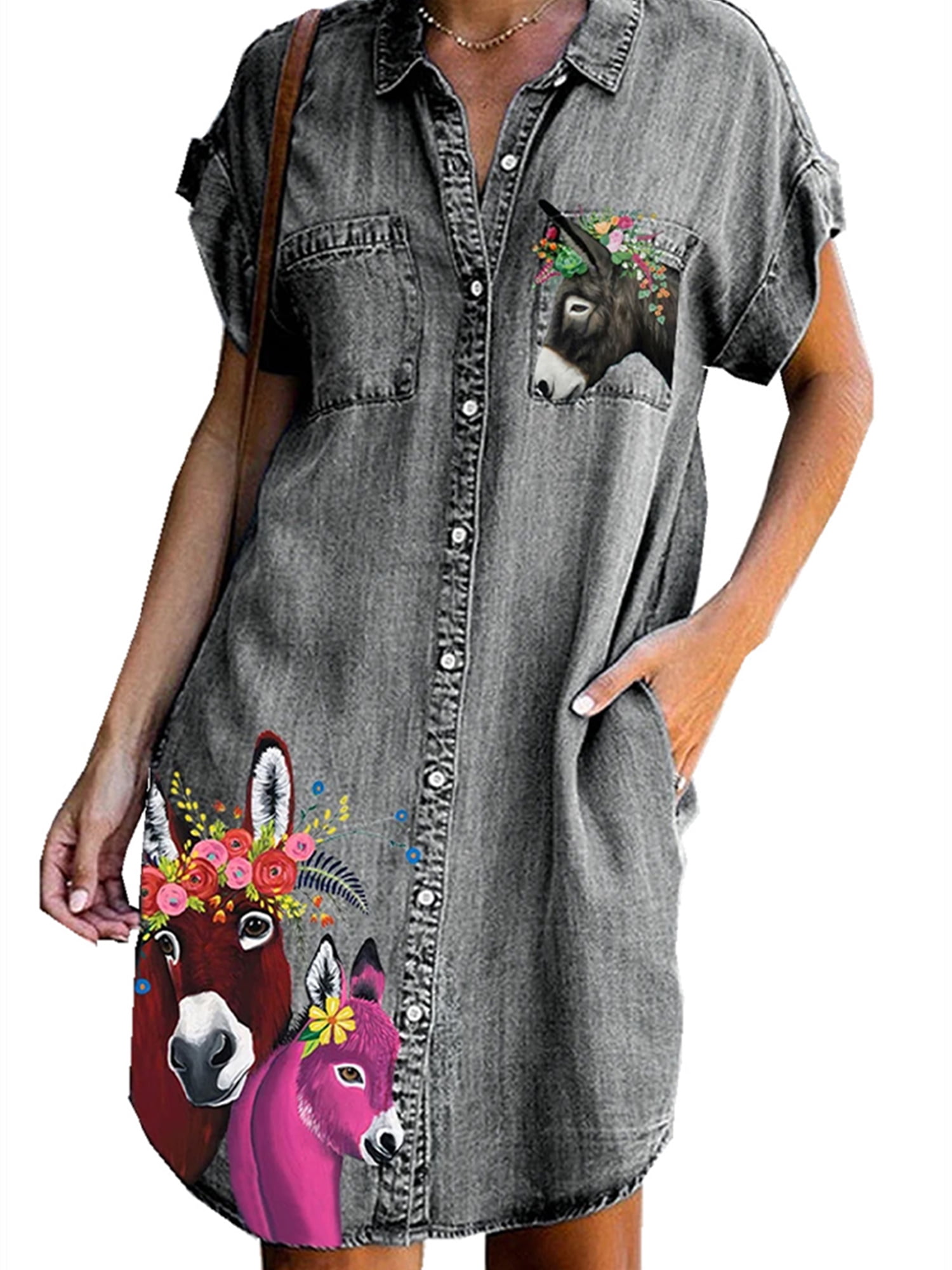 plus size denim dress walmart