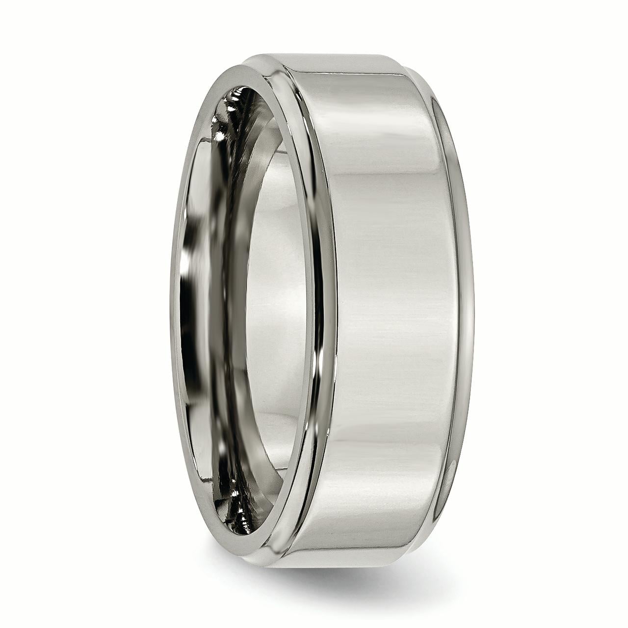 Wedding Bands Classic Bands Flat Bands w//Edge Titanium Ridged Edge 6mm Brushed and Polished Band Size 12.5