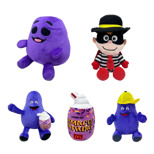 Grim-ace Plushies, Mcdonalds Grim-ace Drinking Milkshake Kawaii