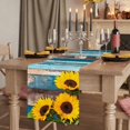 thumbnail image 2 of Table Runners 70 Inches Long Dress Scarves, Spring Sunflowers Farmhouse Coffee/Dining/Kitchen Table Decor, Holiday Table Runner, Yellow Floral Turquoise Farmhouse Wood Grain 13x70 Inch, 2 of 9