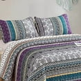 thumbnail image 4 of Boho Quilt Set Queen Size, Purple Bohemian 3 Pieces Quilt Sets, Lightweight Bedspread Coverlet Bedding Set for All Season (96"x90"), 4 of 5