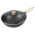 thumbnail image 5 of All Stove Compatible Nonstick Wok Frying Pan with Glass Lid Iron Material 22CM, 5 of 9