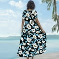 thumbnail image 4 of WTOBBY Women Casual Loose Bohemian Floral Short Sleeve Long Maxi Summer Beach Swing Dress for Outdoor Activities and Relaxed Style,Black L, 4 of 5
